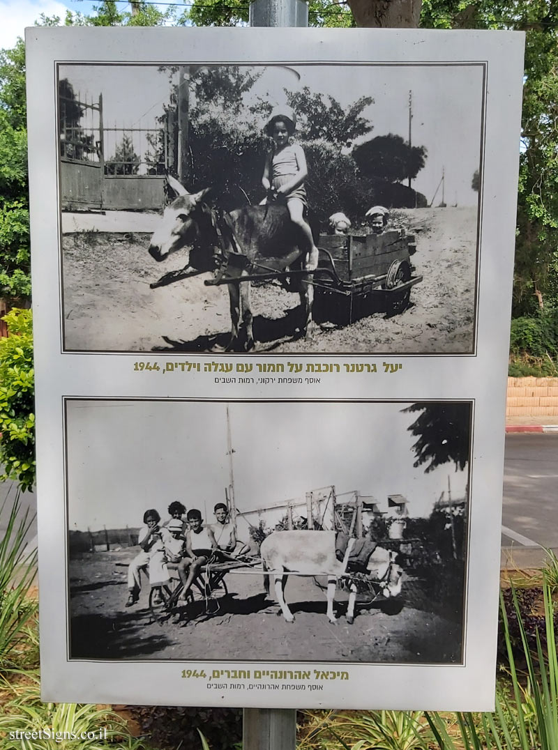 Ramot Hashavim - "How We Traveled Once" -  Yael Gartner riding a donkey with a cart and children, 1944, Michael Aharonheim and friends, 1944