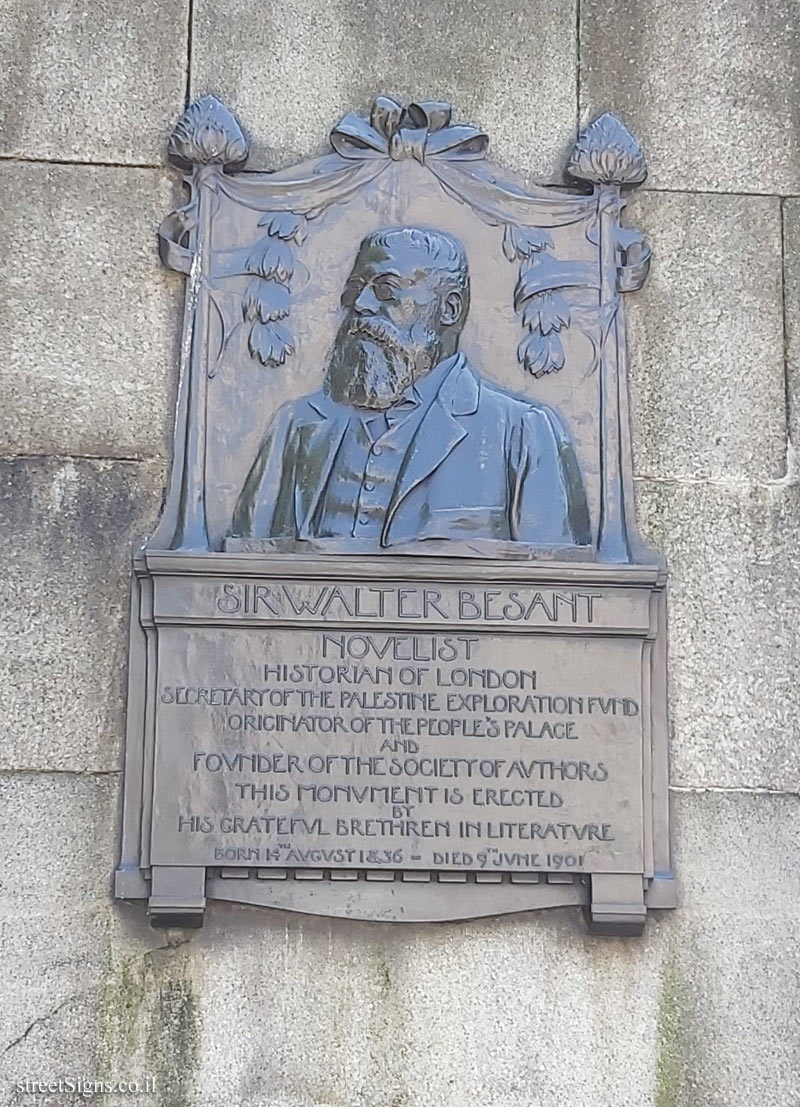 LONDON - A memorial plaque to Sir Walter Besant