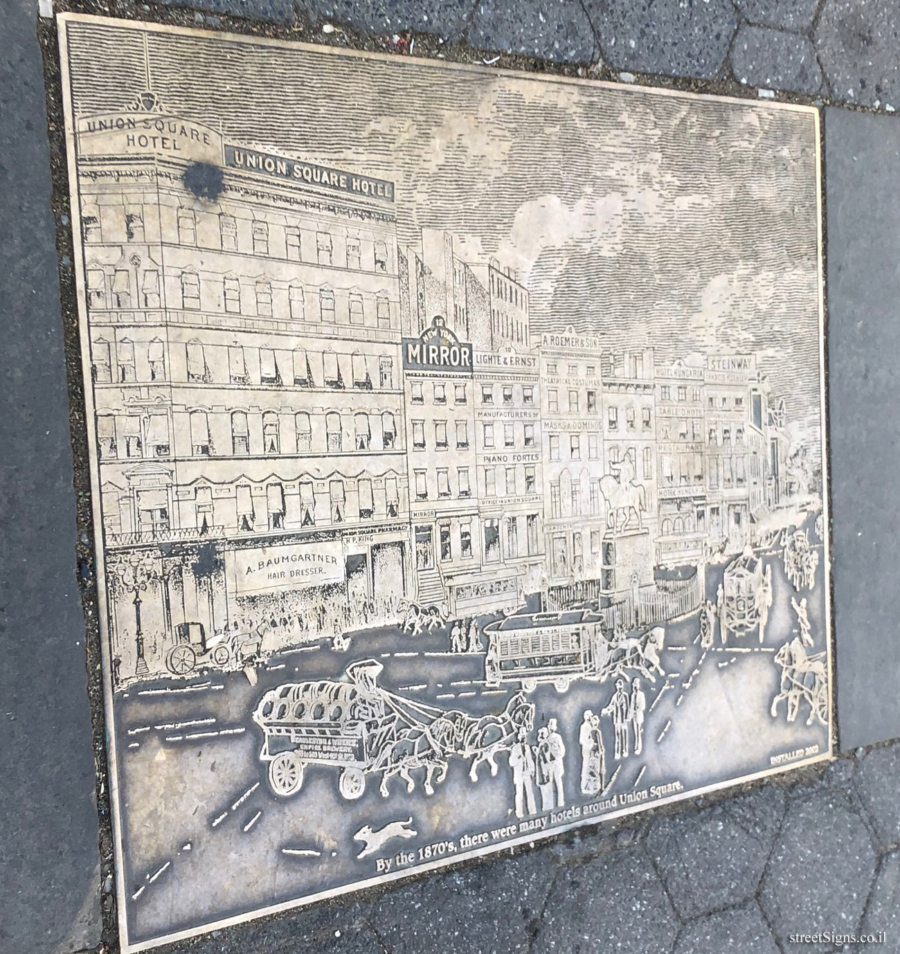 New York - Union Square Route - Hotels around Union Square in the 1870s