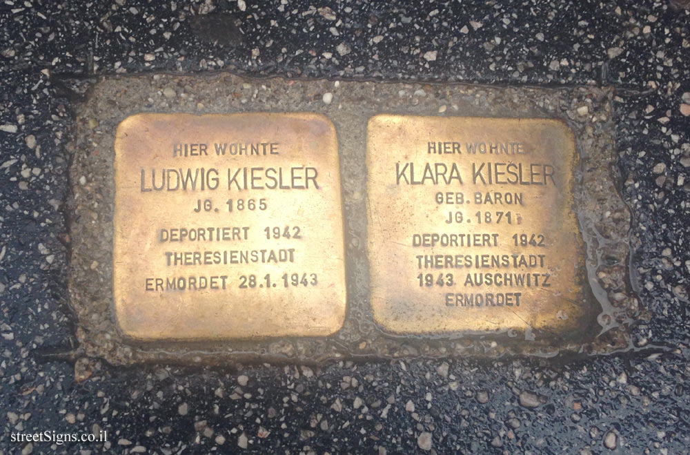 Salzburg -Memorial plaques (Stolpersteine) for the Kiesler family who perished in the Holocaust