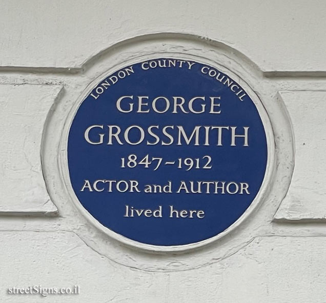 London - Memorial plaque on the home of writer and comedian George Grossmith