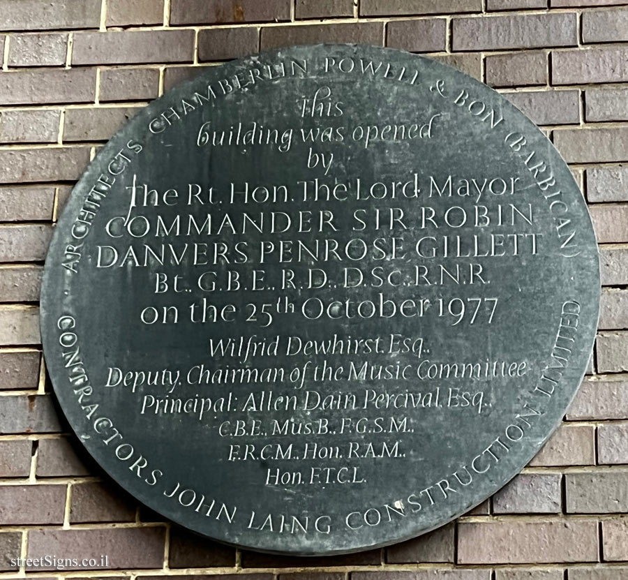 London - Sign on the building of the Guildhall School of Music and Drama