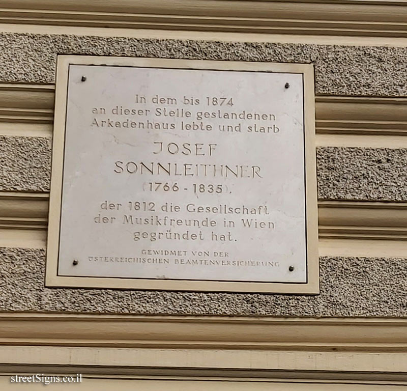 Vienna - the place where the librettist Joseph Sonnleithner lived