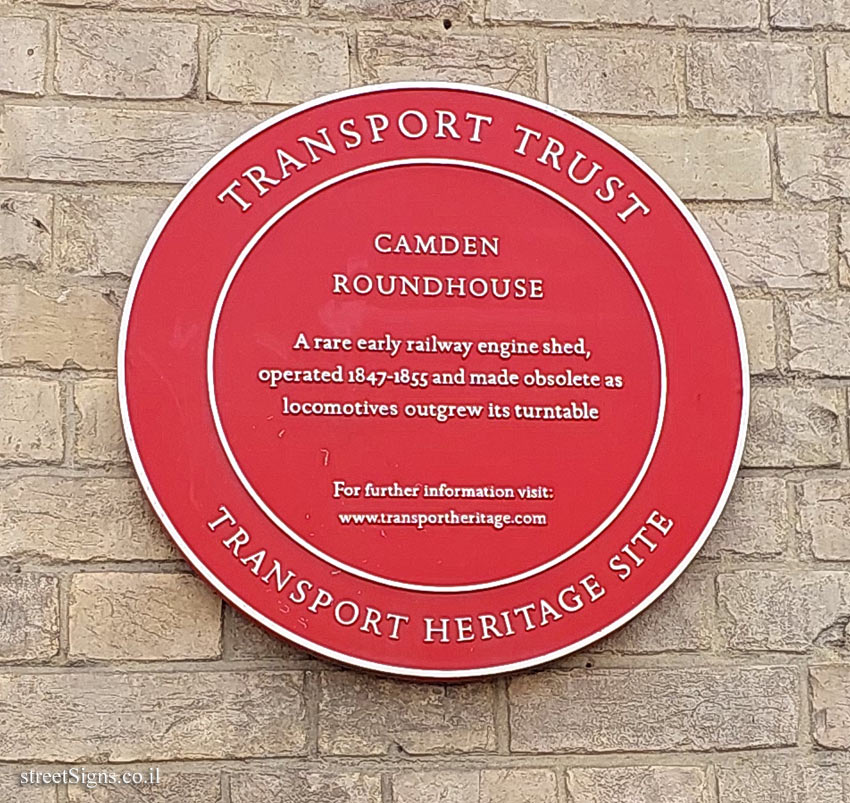 London - The "Roundhouse" commemorative plaque in Camden