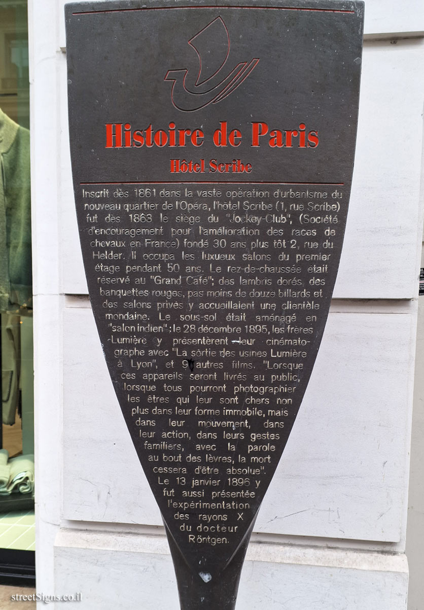 Paris - History of Paris - Hôtel Scribe