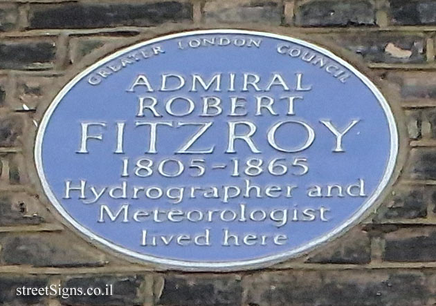 London - The place where meteorologist  Robert Fitzroy lived