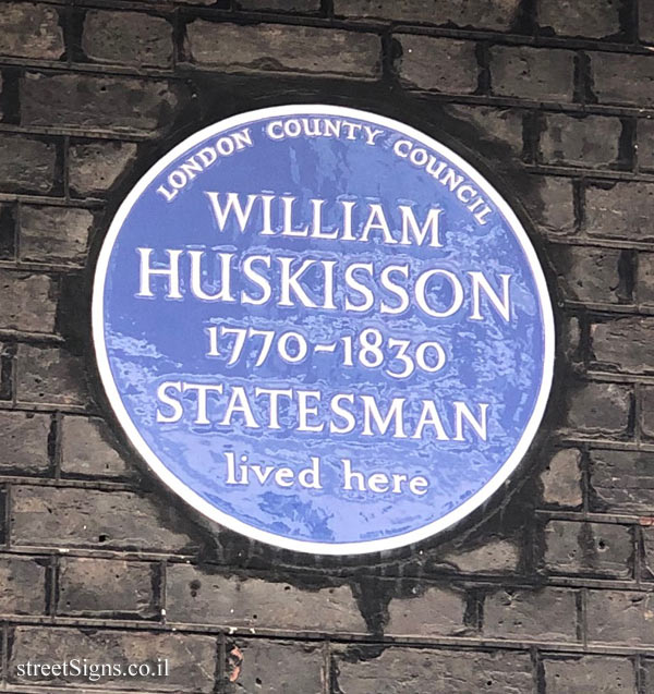 London - A memorial plaque on William Huskisson