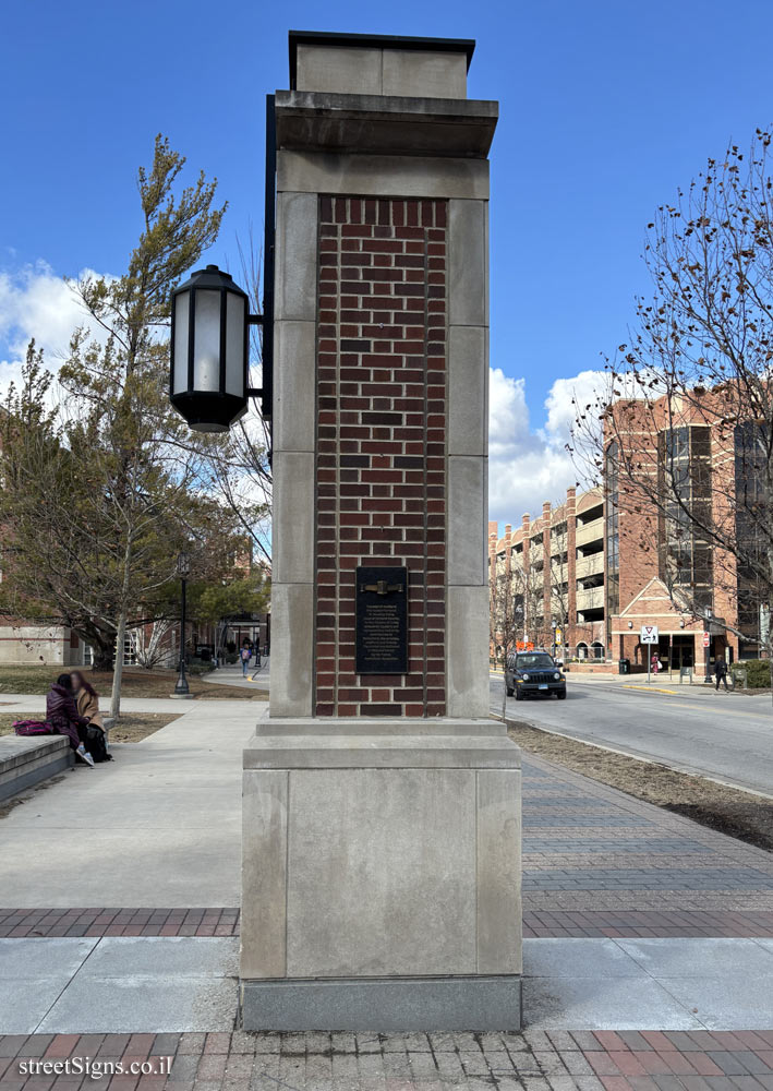 West Lafayette, IN - Purdue University - Memorial plaque for Dean of Students Beverly Stone - 70 Grant St, West Lafayette, IN 47907, USA