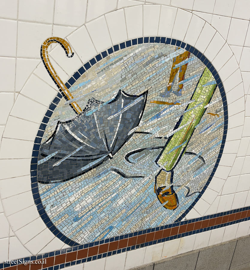 New York - Subway - 8th Street Station - "Broadway Diary" - Rain, a fallen umbrella, and a man whose feet get wet