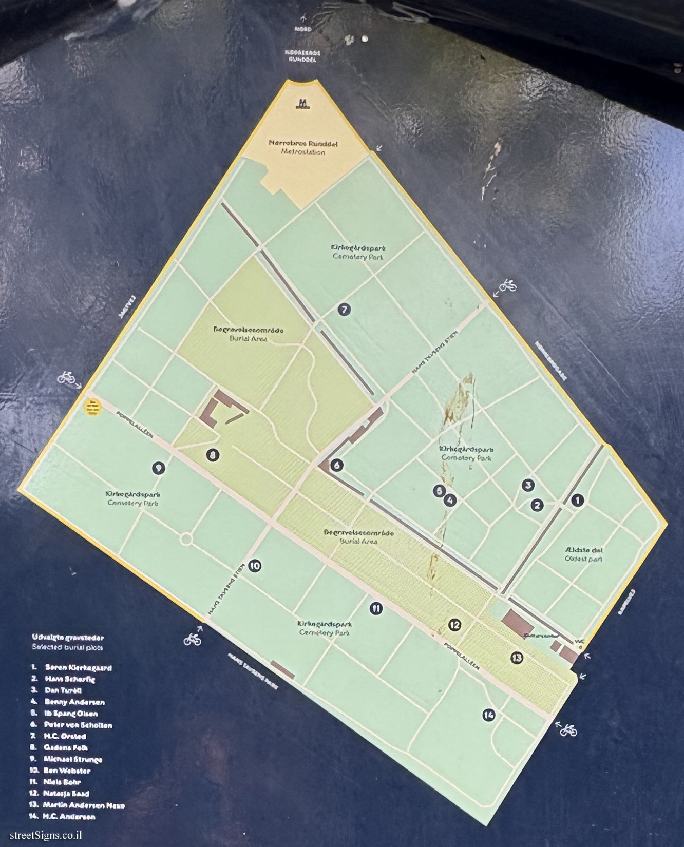 Copenhagen - Assistens Cemetery Map