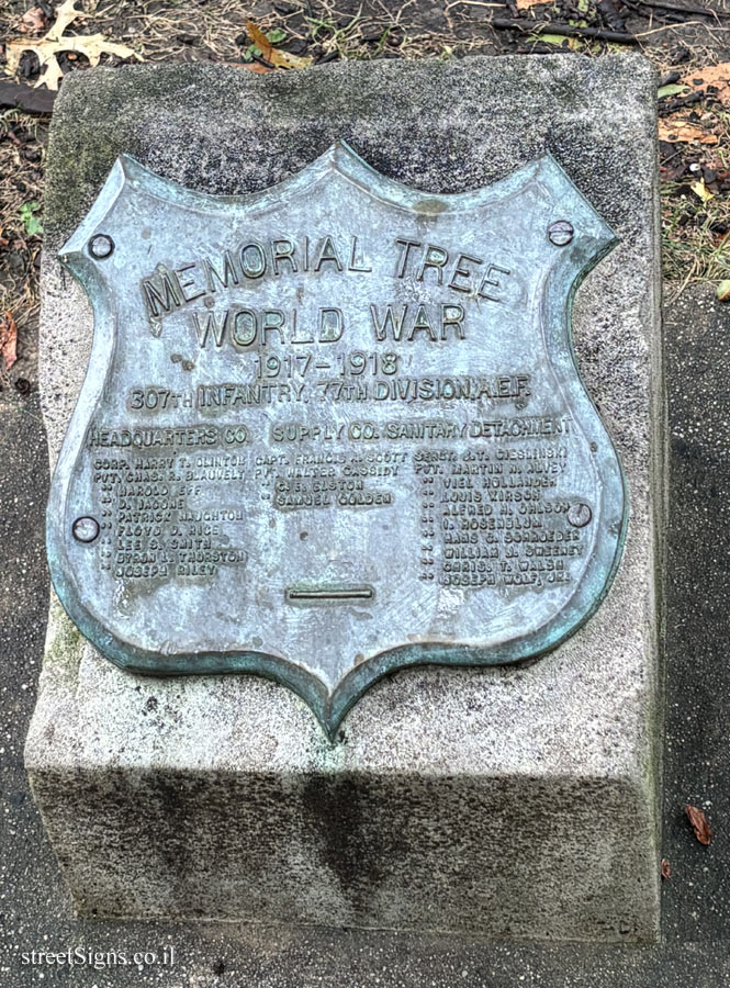New York - Central Park - "Memorial Trees" for the fallen of the 307th Infantry Regiment in WWI