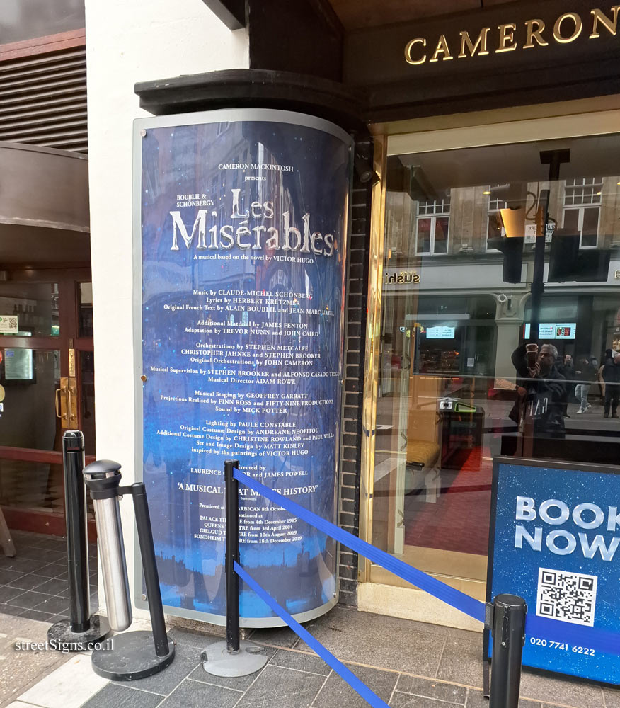 London – Plaque noting "Les Misérables" as the world’s longest-running show - 51 Shaftesbury Ave, London W1D 6BA, UK