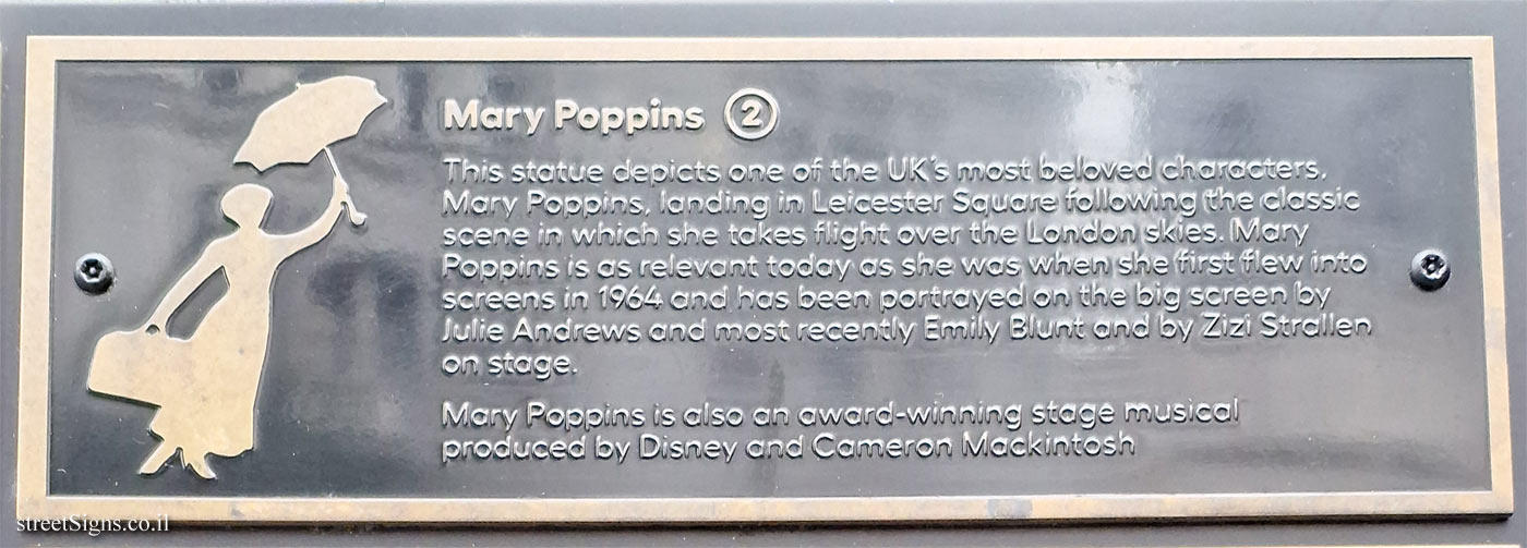 London - Leicester Square - Movie Character Statues Map - Mary Poppins
