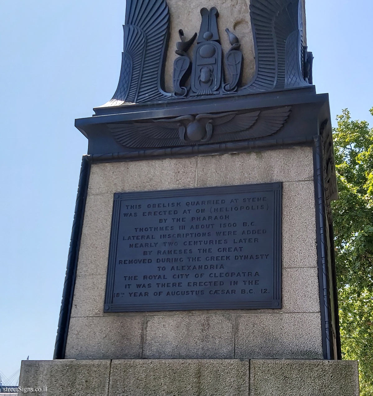 London - Cleopatra’s Needle - Embankment (Stop 40C), London WC2N 6PB, UK