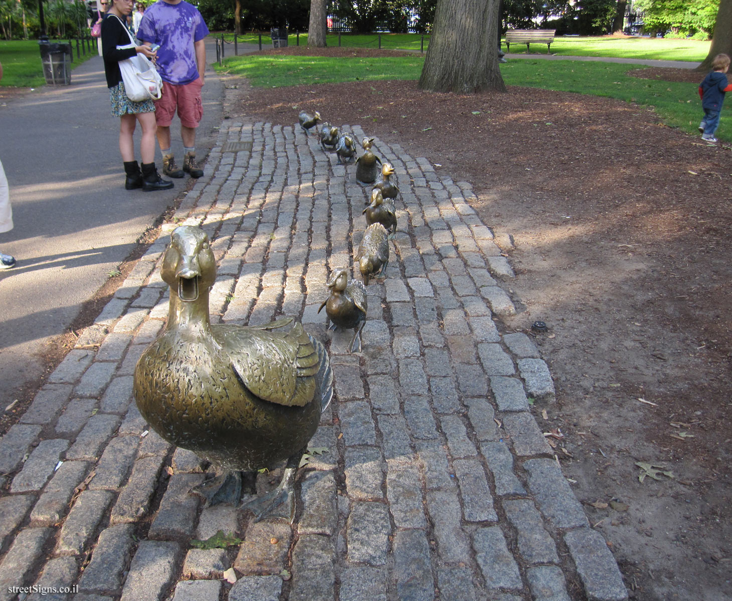 Boston - the public garden - an outdoor sculpture - Make Way for Ducklings