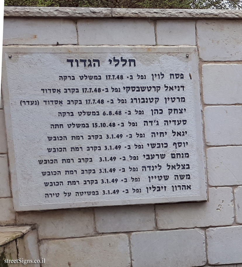 Rehovot - A monument to the 55th Battalion, Givati Brigade - The battalion casualties
