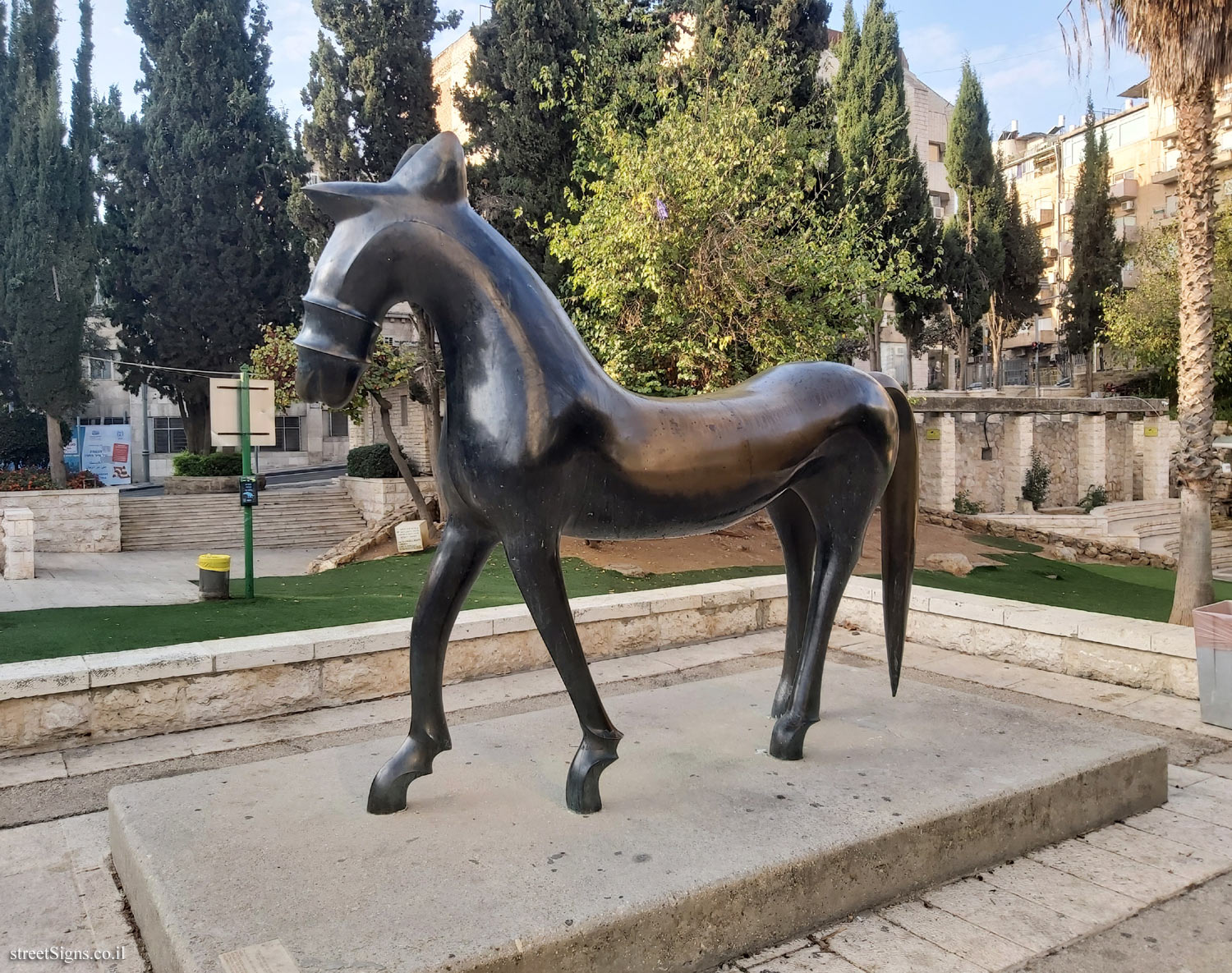"Peace Horse" - an outdoor sculpture by Oskar Kogoj - The horse garden, Ben Yehuda St 25, Jerusalem, Israel