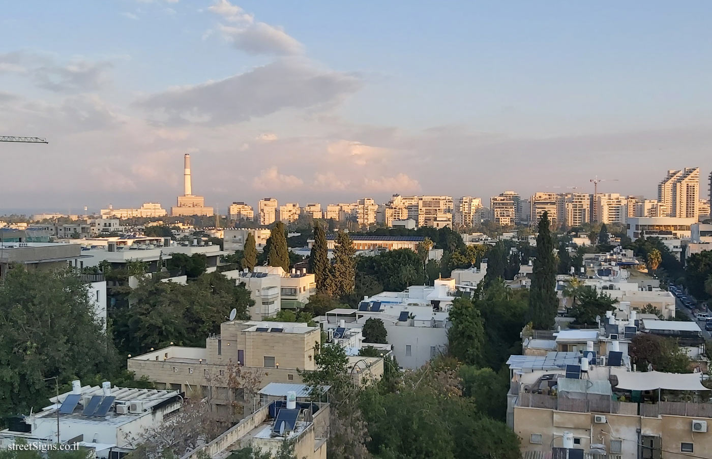 Chimney of the Reading Station on the Tel Aviv, Israel skyline