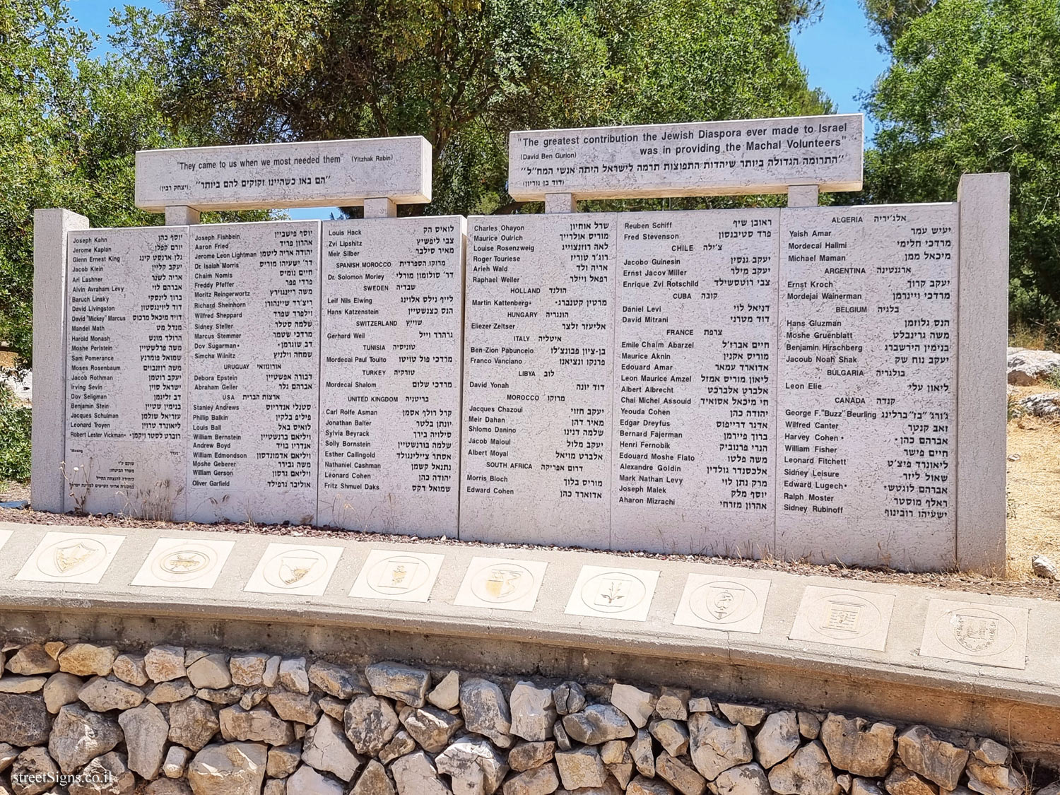 The memorial for the Machal Volunteers - Mesilat Zion, Israel