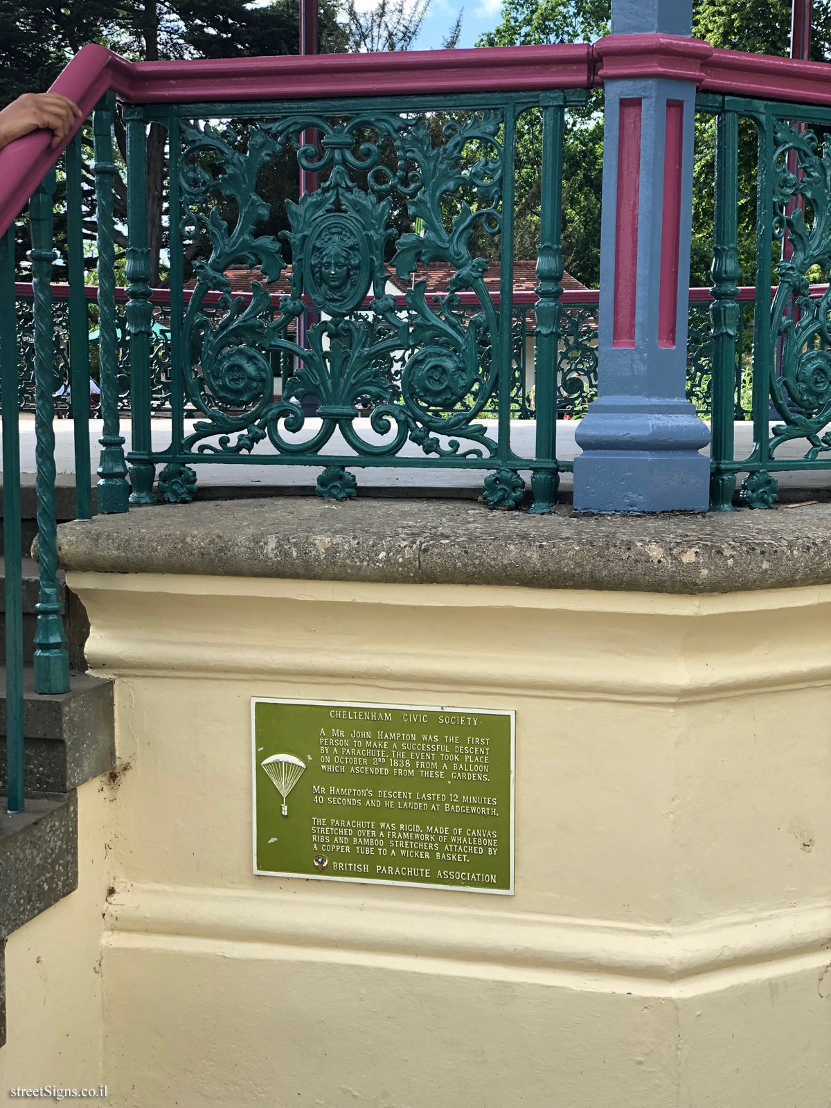 Cheltenham - Montpellier Gardens - The parachute descent by John Hampton