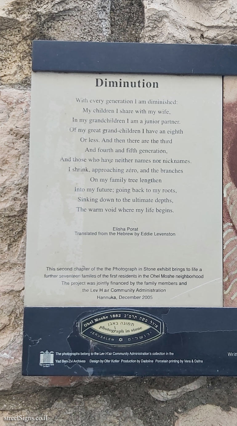 Jerusalem - Photograph in stone - Ohel Moshe - Diminution (In English)