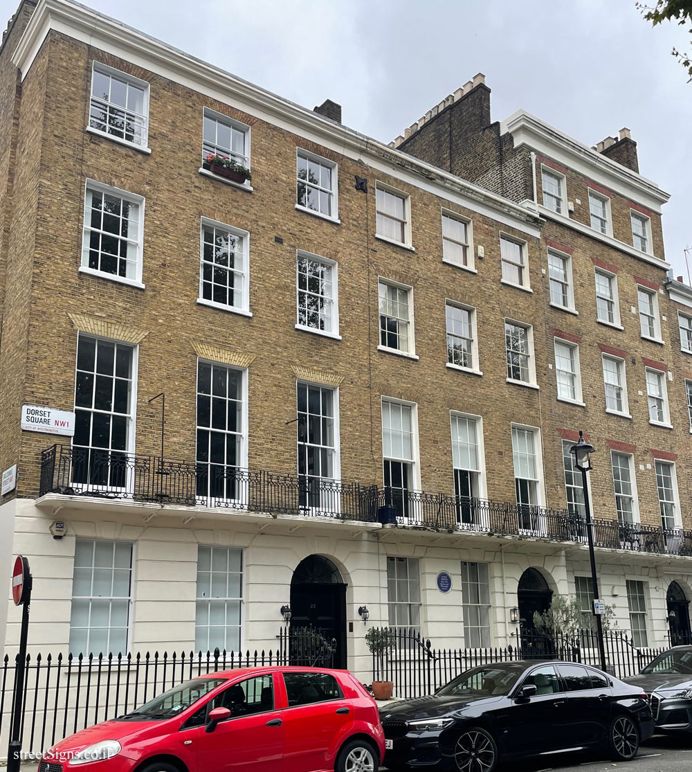 London - A memorial plaque on the home of author Dodie Smith - 19 Dorset Square, London NW1 6QB, UK