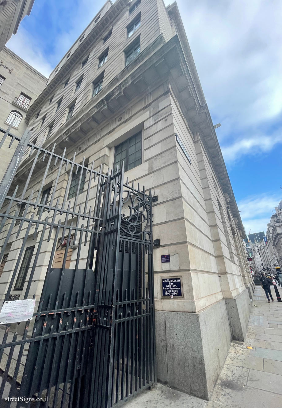 London - A memorial plaque in the place where Elizabeth Fry lived - St Mildred’s Ct, London EC2R 8BP, UK