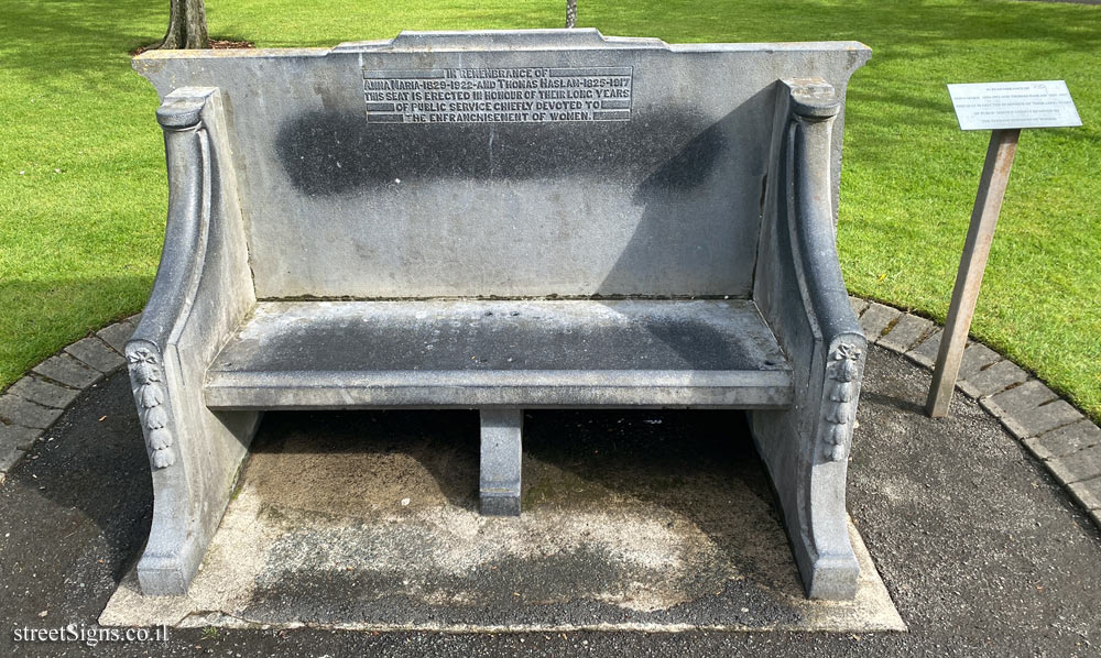 Dublin - A memorial bench for Anna and Thomas Haslam - Playground at Stephens Green, Dublin, Co. Dublin, Ireland