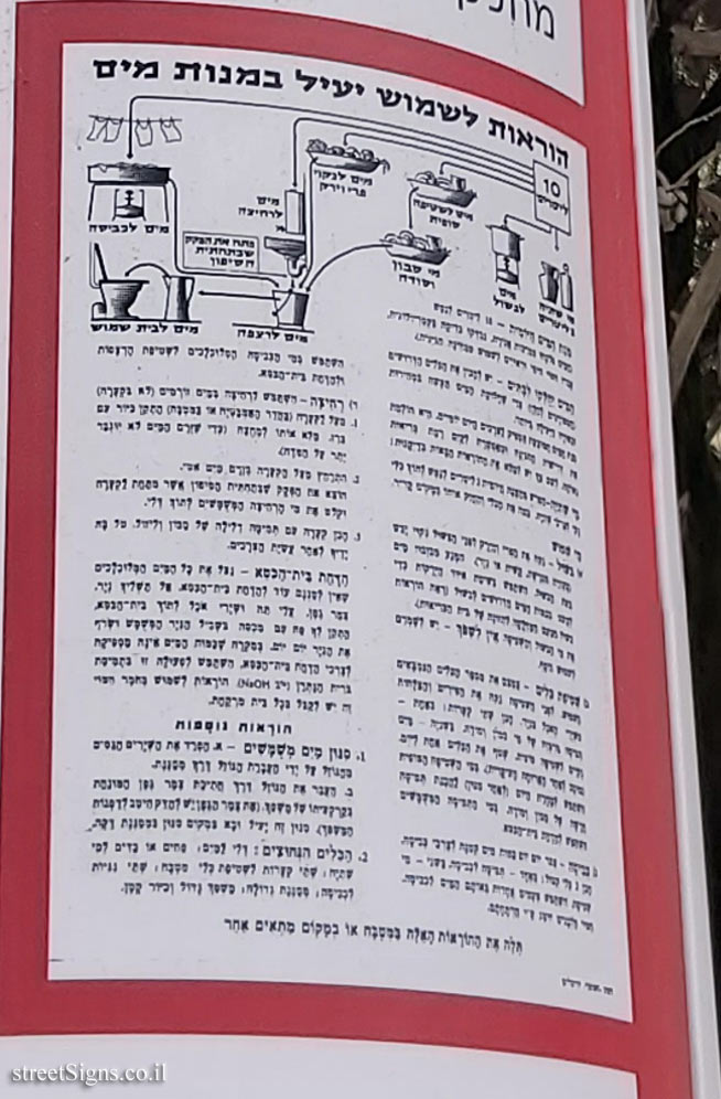 Jerusalem - "Haviva Netiva and Aviva" route - Mechalkei HaMayim -  instructions for the efficient use of water rationing packages