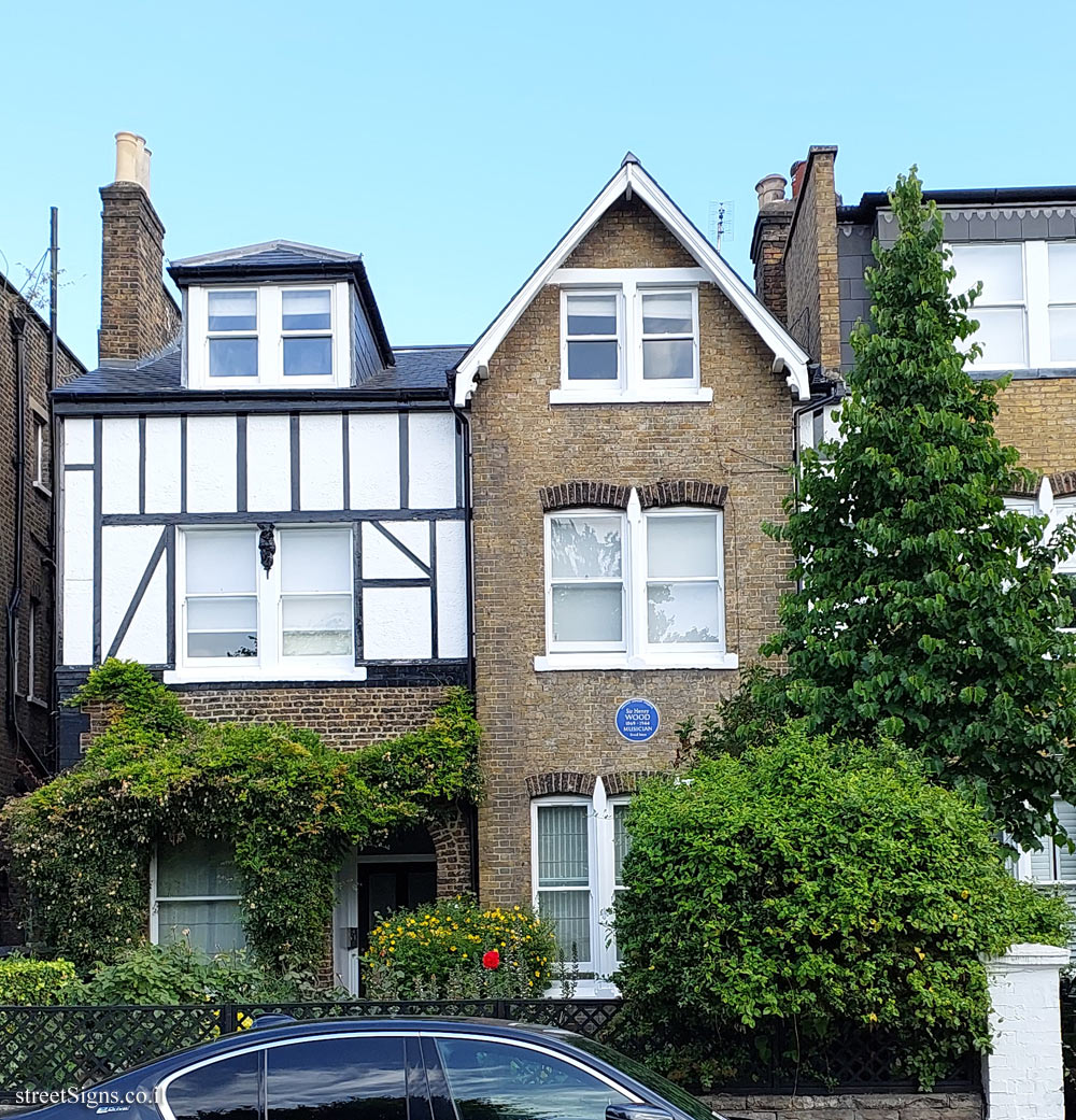 London - A memorial plaque where the conductor Henry Wood lived - 4 Elsworthy Rd, London NW3 3DJ, UK