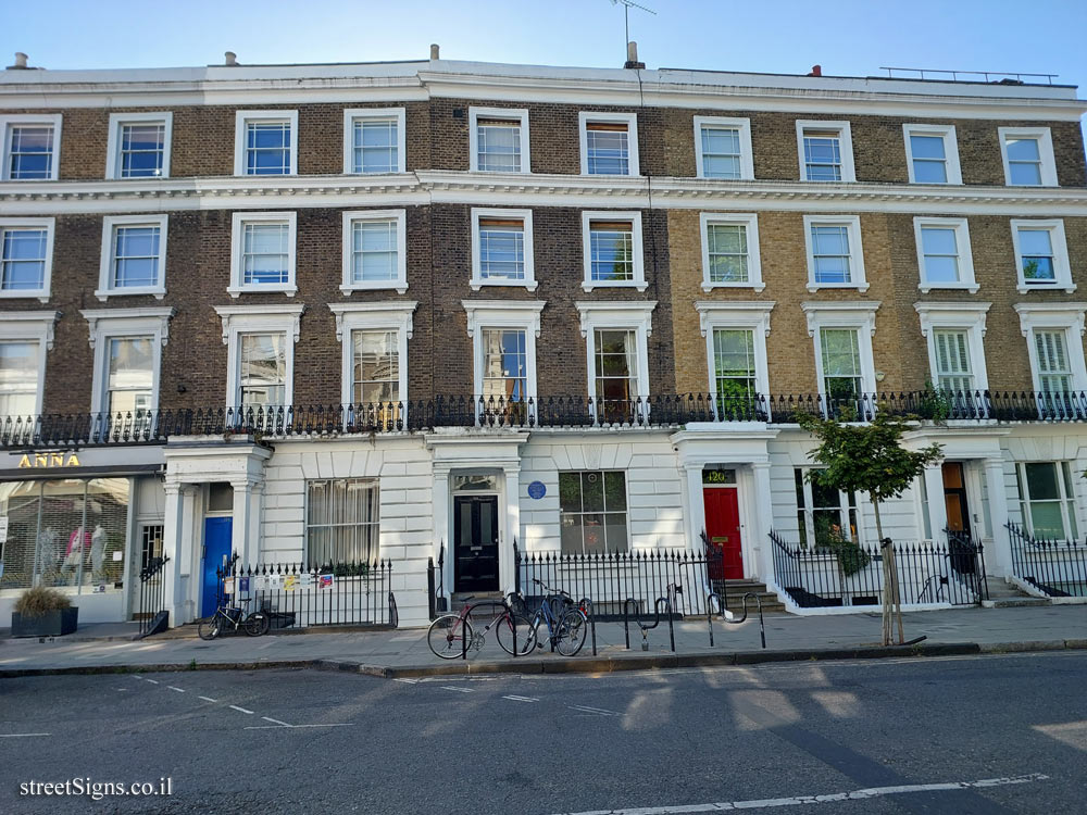 London - Commemorative plaque where the writer and philosopher Friedrich Engels lived - 122 Regent’s Park Rd, London NW1 8XL, UK