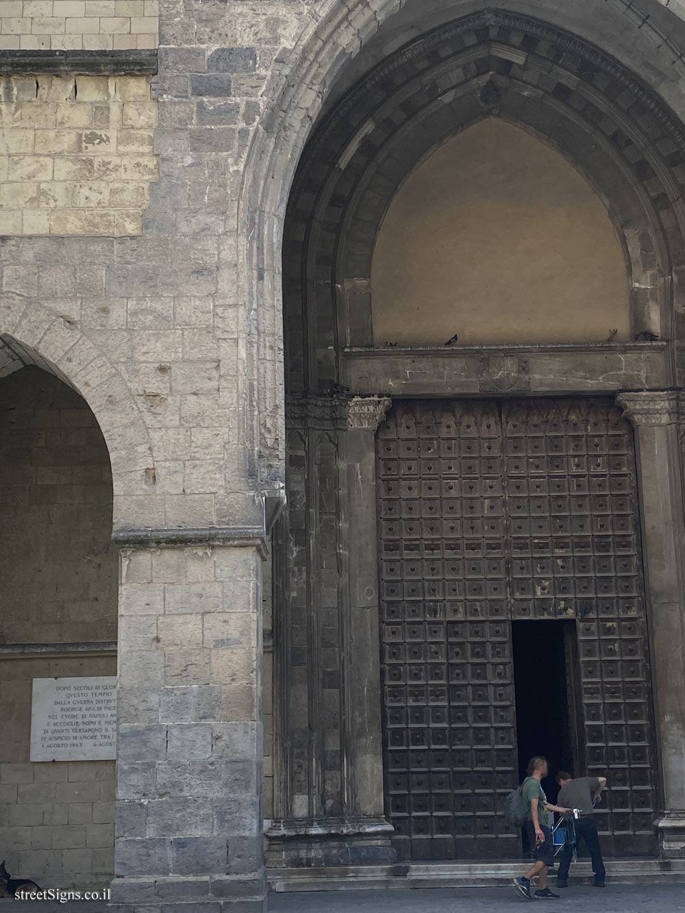 Naples - A sign for the restoration of the Church of Santa Chiara - Via Benedetto Croce, 2-6, 80134 Napoli NA, Italy