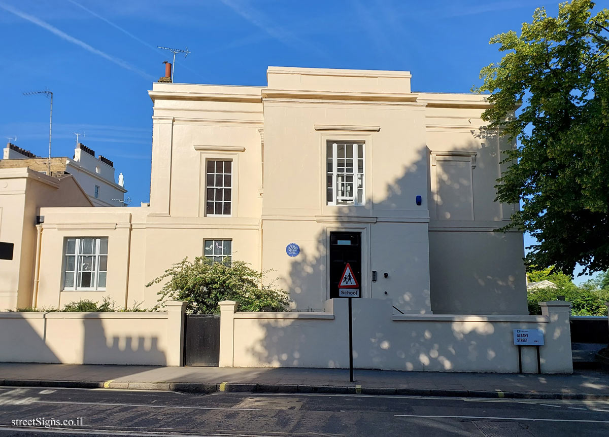 London - A commemorative sign where the writer W. W. Jacobs lived - 15 Gloucester Gate, London NW1 4HG, UK