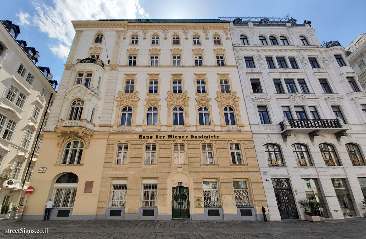 Vienna - A plaque on a house where Mozart lived - Judenpl. 3-4, 1010 Wien, Austria