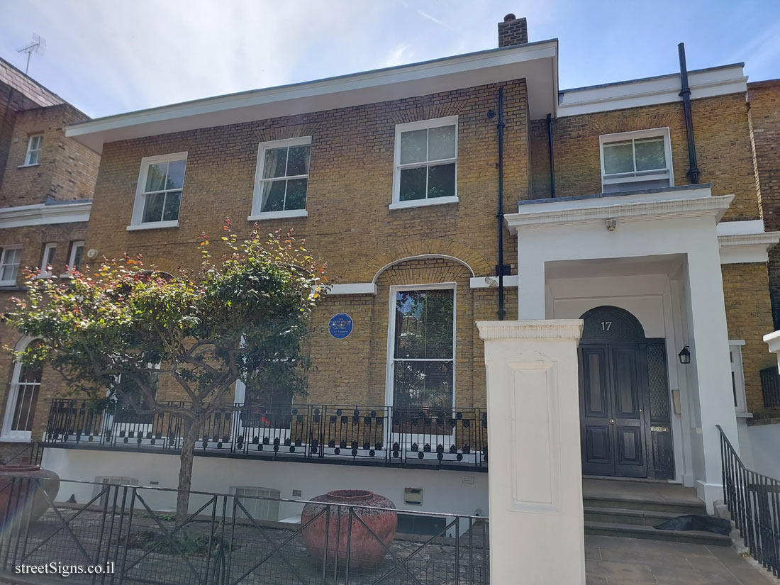 London - commemorative plaque at the place where the engineer Joseph Bazalgette lived - 17 Hamilton Terrace, London NW8 9RE, UK