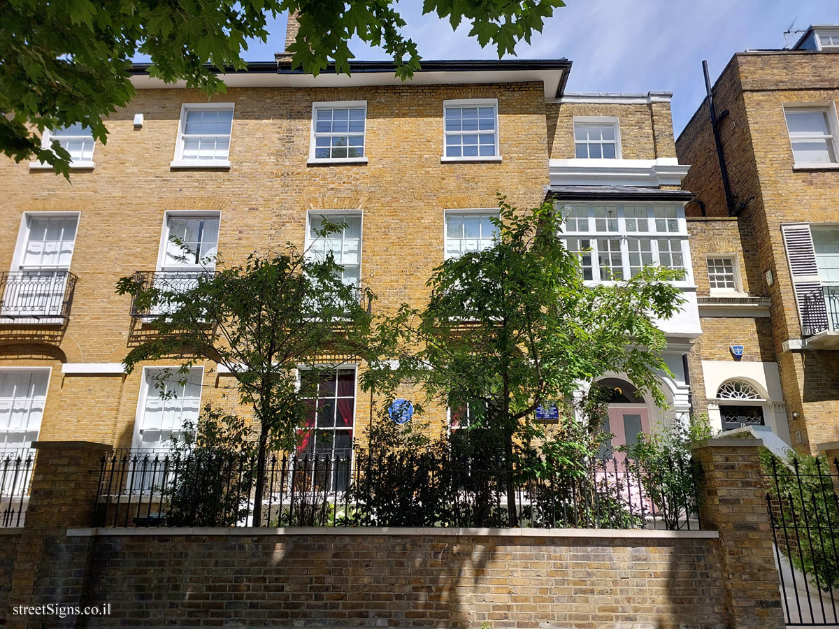 London - commemorative plaque at the place where the painter William Strang lived - 20 Hamilton Terrace, London NW8 9UG, UK