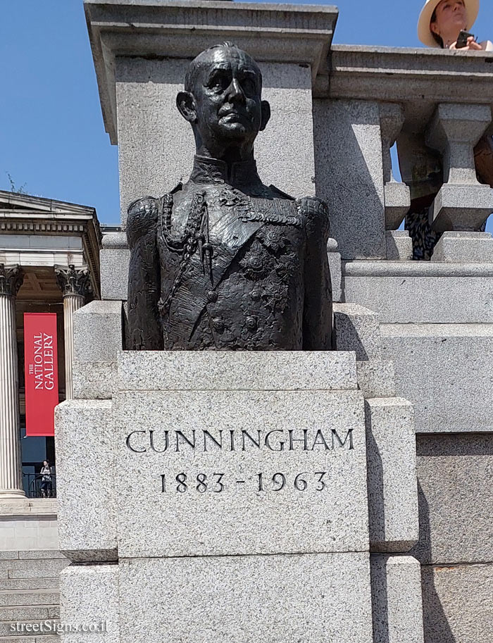 London - Trafalgar Square - Statue commemorating Andrew Cunningham - 5 Trafalgar Sq, London, UK