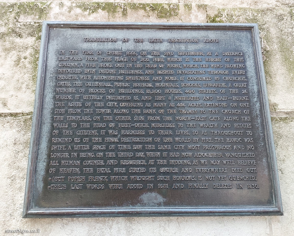 London - Monument to the Great Fire of London - 11 Monument St, London EC4R, UK