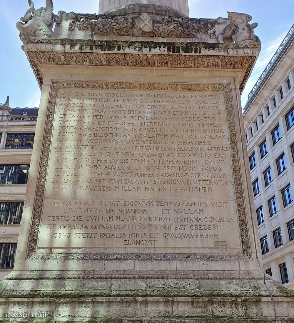 London - Monument to the Great Fire of London - 11 Monument St, London EC4R, UK