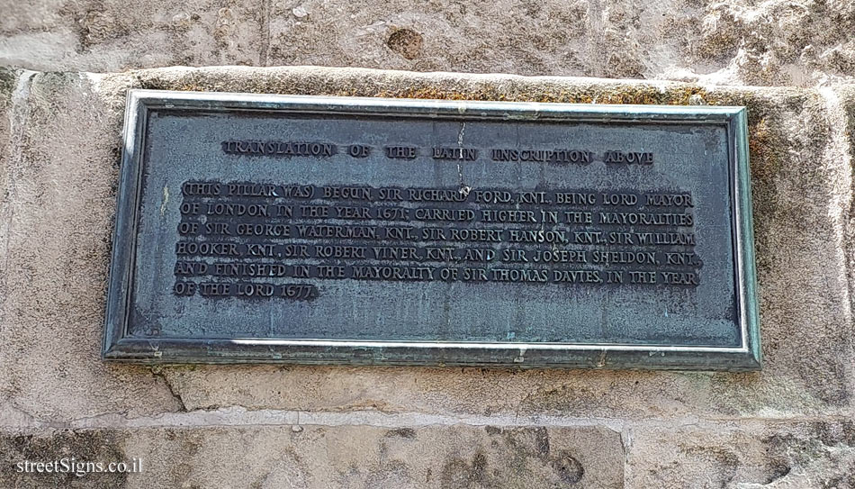 London - Monument to the Great Fire of London - 11 Monument St, London EC4R, UK