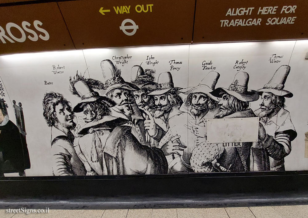 Charing Cross Subway Station - Interior of the station - Gunpowder Plot - Trafalgar Square / Charing Cross Stn, London, UK