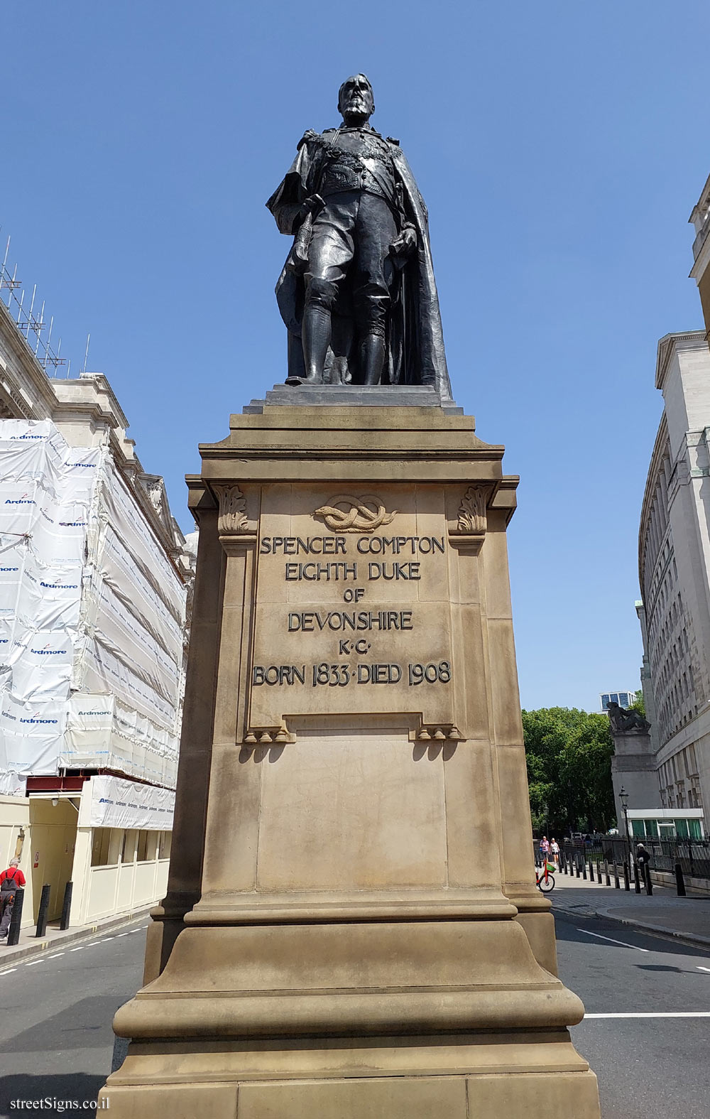 London - A statue commemorating the statesman Spencer Cavendish - Horse Guards Ave, London SW1A 2ET, UK
