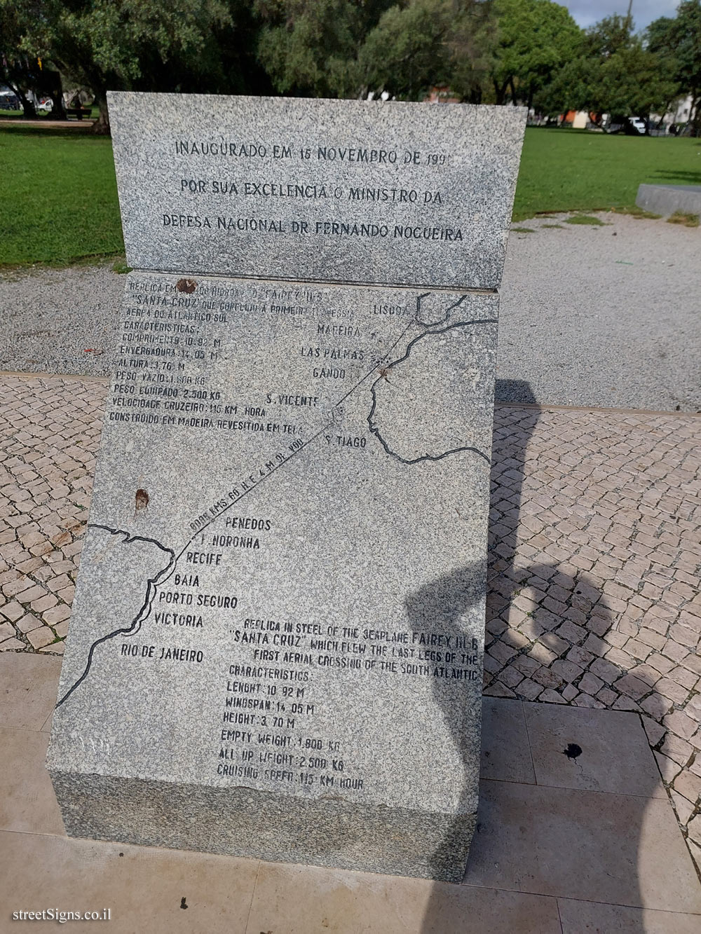 Lisbon - the monument commemorating the flight of Gago Coutinho and Sacadura Cabral - Av. Brasília BP, 1400-038 Lisboa, Portugal