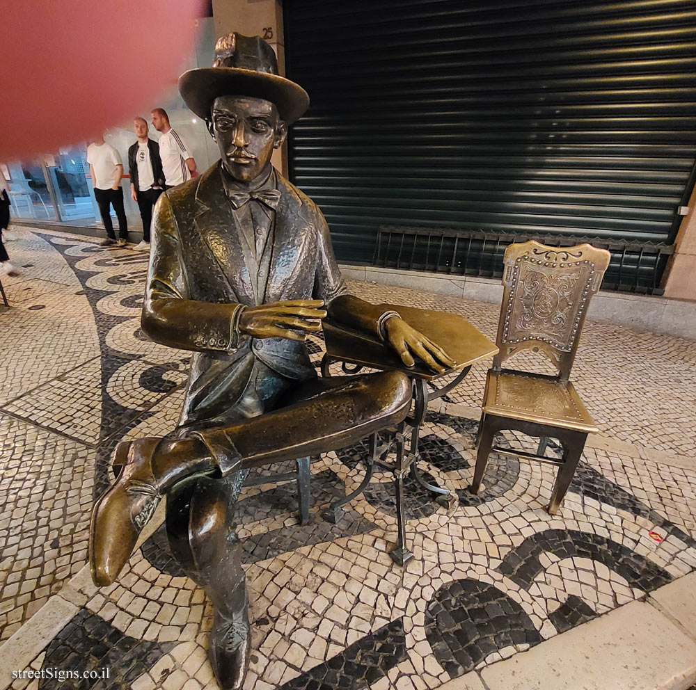 Lisbon - commemorative statue of the poet Fernando Pessoa - R. Paiva de Andrade 25, 1200-445 Lisboa, Portugal