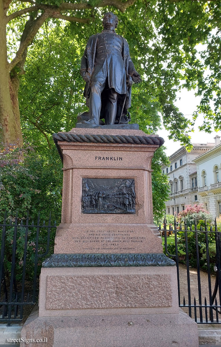 London - A statue commemorating the explorer John Franklin - Waterloo Pl, St. James’s, London SW1Y 5ER, UK