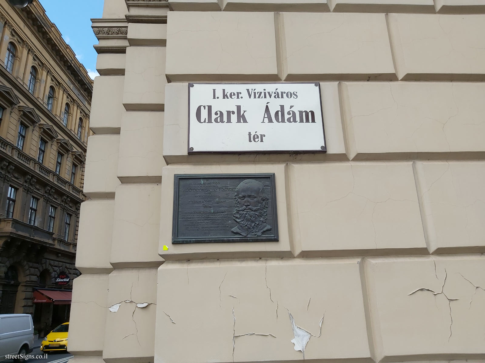 Budapest - commemorative plaque for statesman Podmaniczky Frigyes - Budapest, Clark Ádám tér, 1011 Hungary