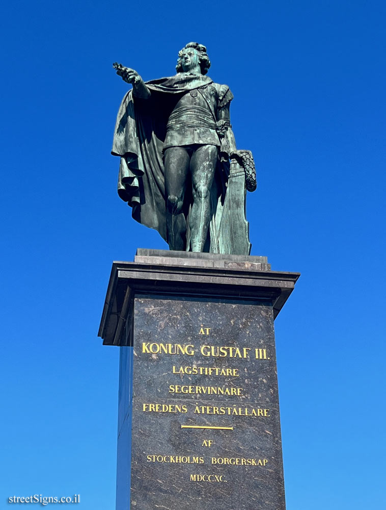 Stockholm - the statue of Gustav III, King of Sweden - Tre Kronor, Storkyrkobrinken, 111 28 Stockholm, Sweden