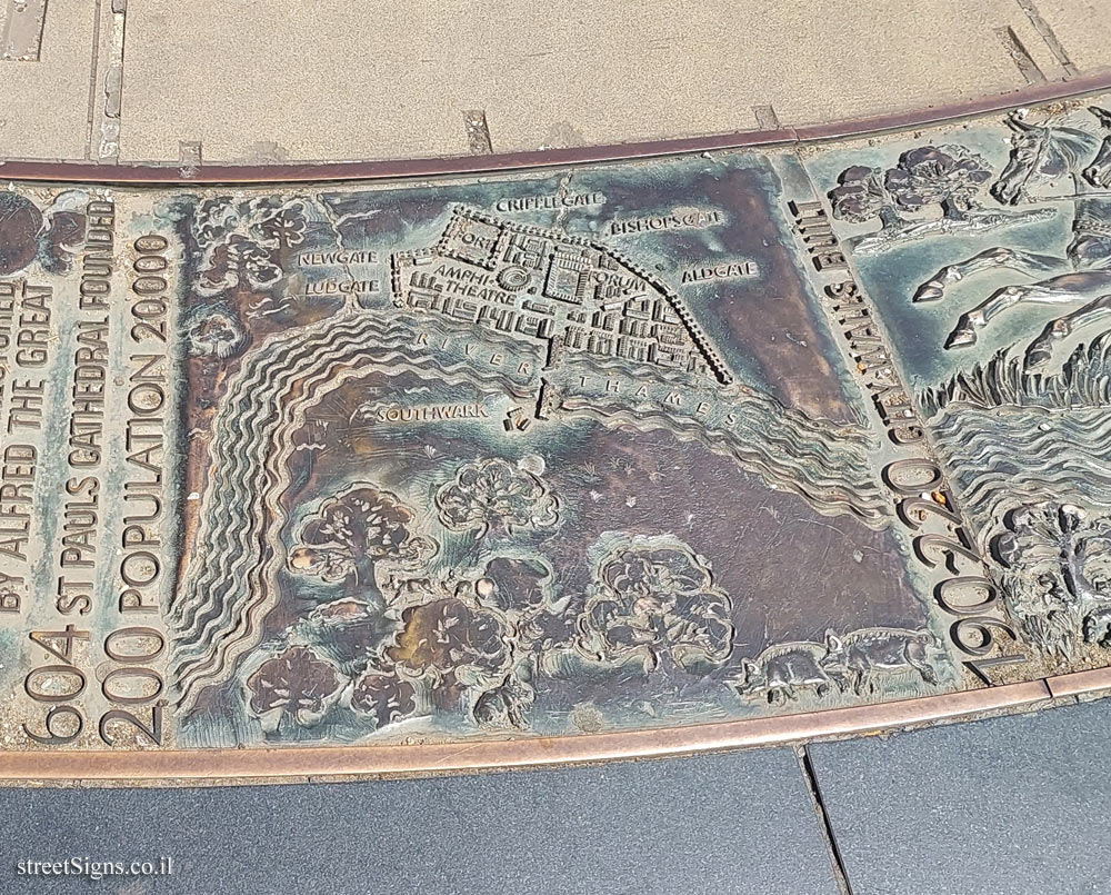 London - Sundial at Tower Hill Station -City Walls Built