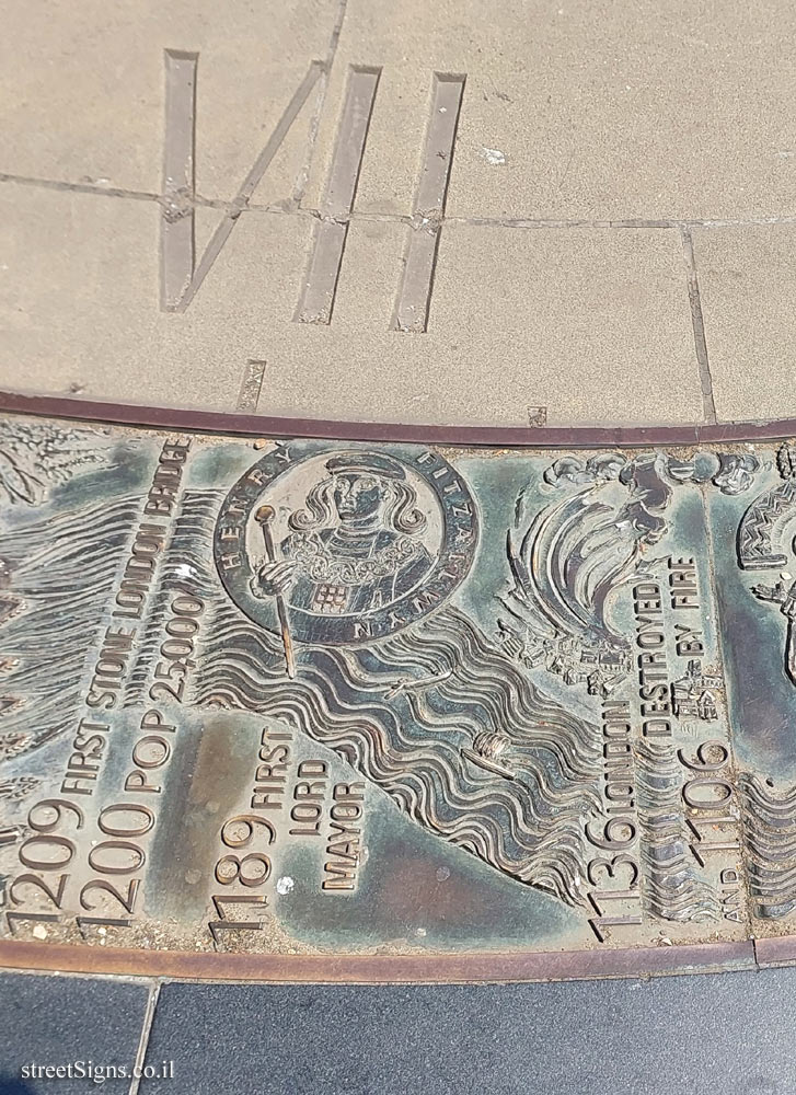 London - Sundial at Tower Hill Station - London Destroyed by Fire (1106, 1136)