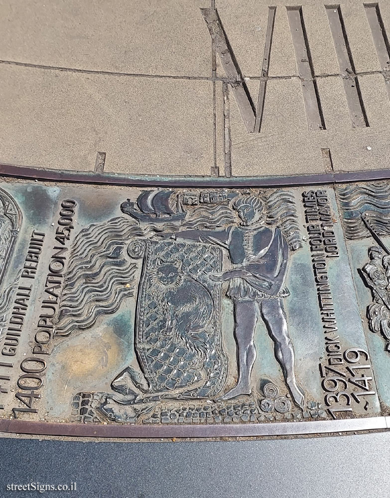 London - Sundial at Tower Hill Station - Dick Whittington Four Times Lord Mayor